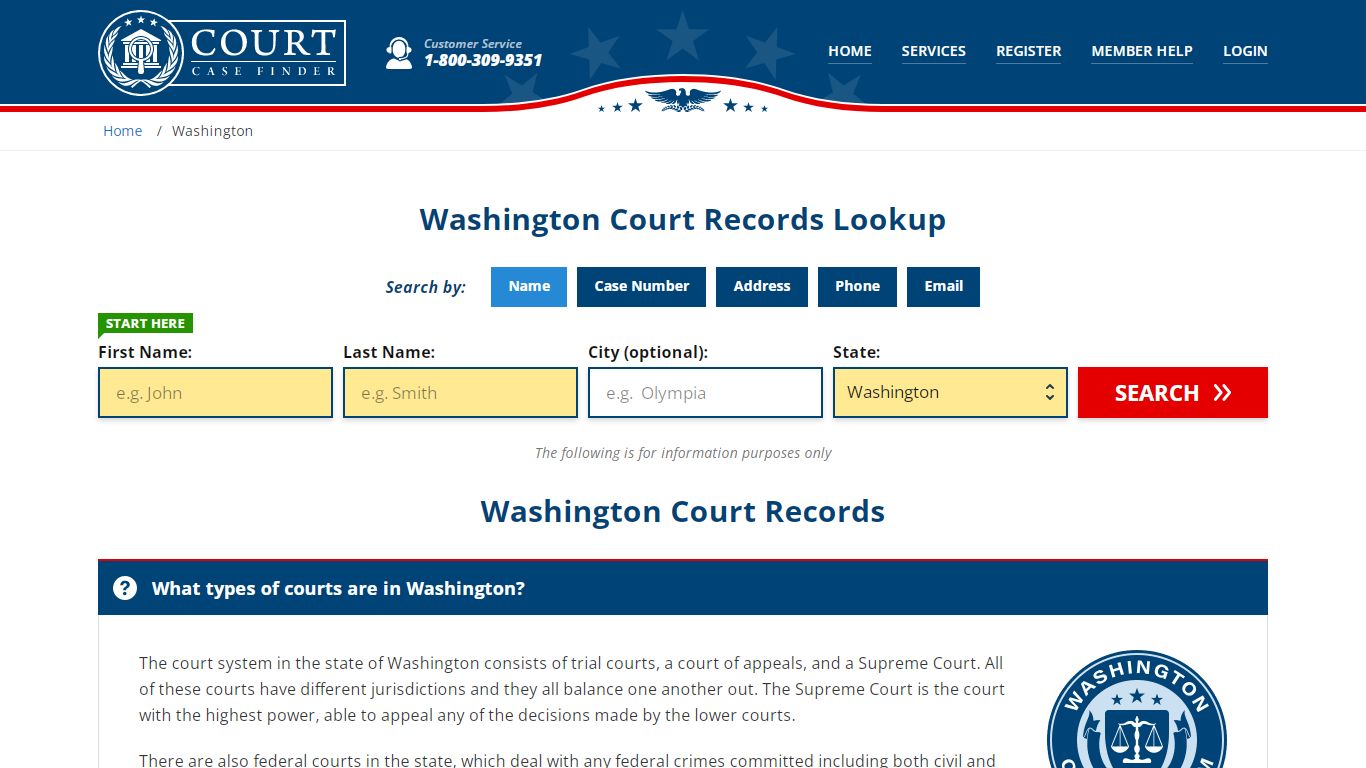 Washington Court Records Lookup - WA Court Case Search